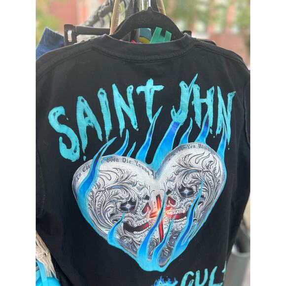 Saint Jhn "In Case We Both Die Young" Tour Tee Chromedd Hearts Teal - Picture 5 of 6